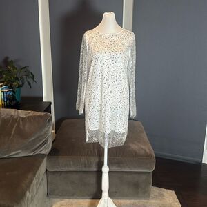 Women’s Sparkly Long Sleeved Sheer Mesh Sequined Club Party Dress Size S NEW